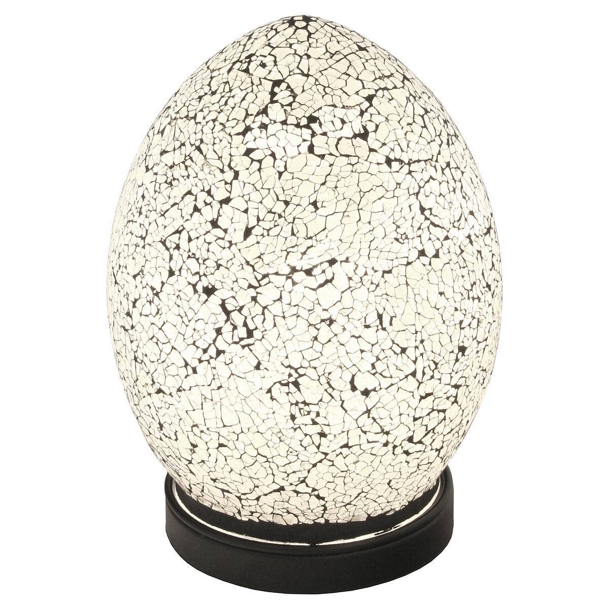  - Mini Mosaic Glass Egg Lamp – White -  50153428
