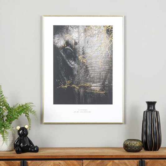Pictures  -  Monochrome Elephant Print With Gold Frame  -  60006751