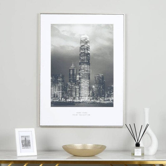 Pictures  -  Monochrome Hong Kong Print With Silver Frame  -  60006749
