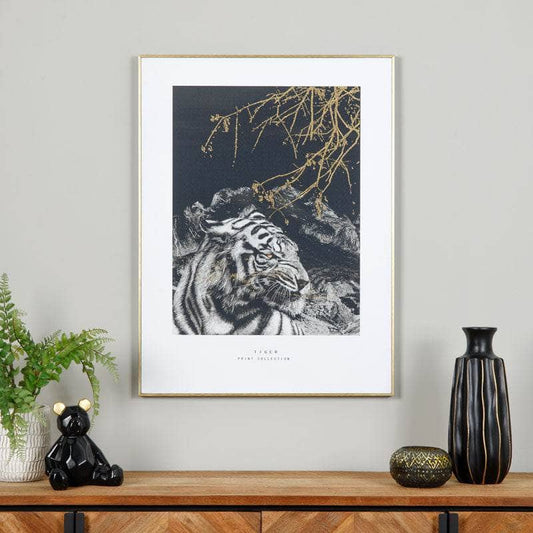 Pictures  -  Monochrome Tiger Print With Gold Frame  -  60006752