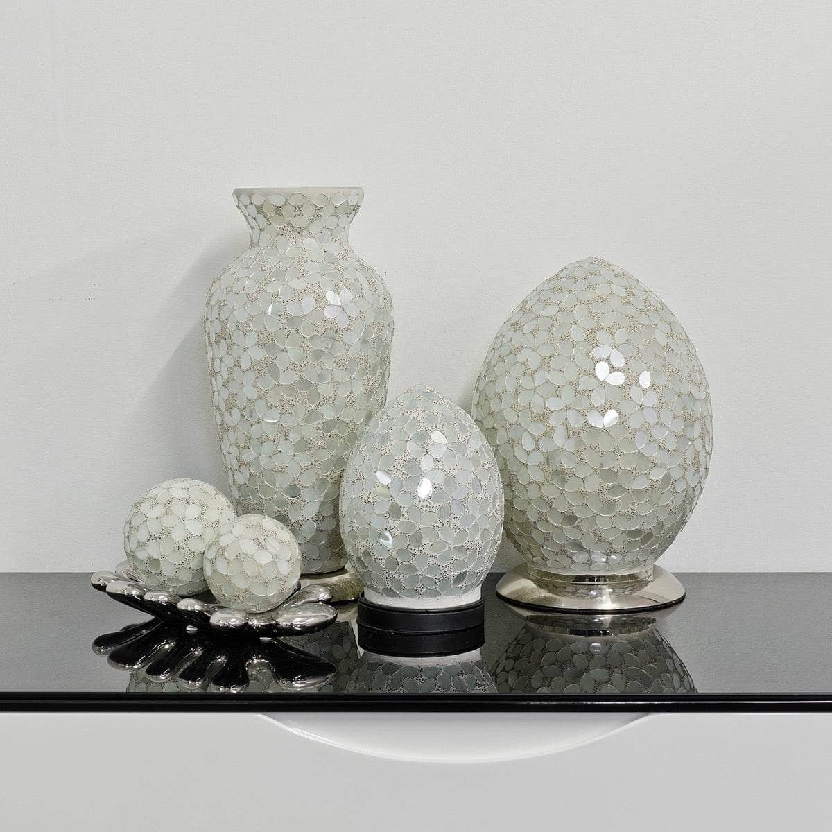 Lights  -  Mosaic Flower Vase Lamp - White -  50153441