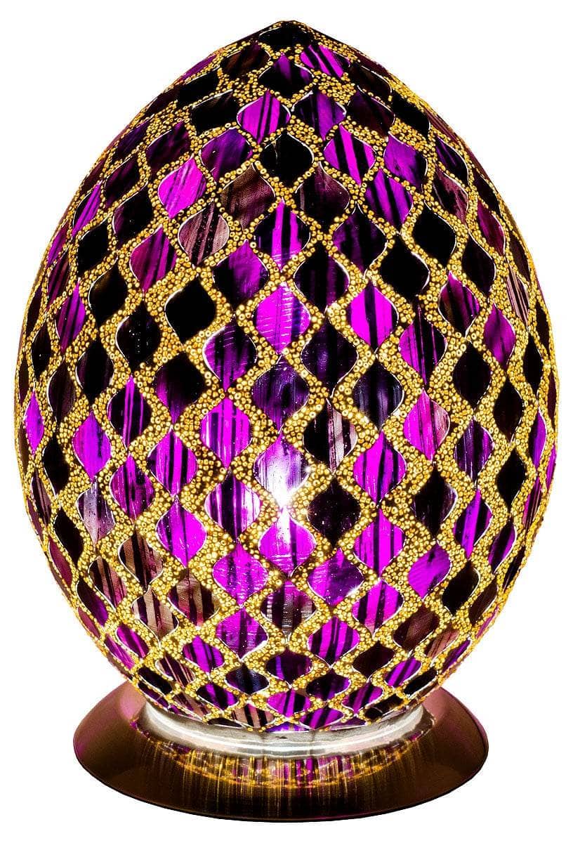 Homeware  -  Mosaic Glass Egg Lamp – Purple Tile  -  50153430
