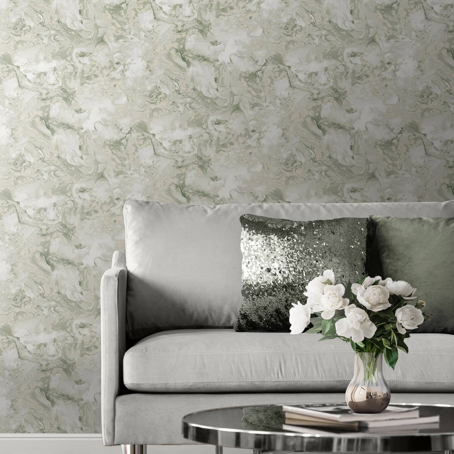 Sample  -  Muriva Elixir Marble Green Wallpaper Sample - 166507  -  60485282