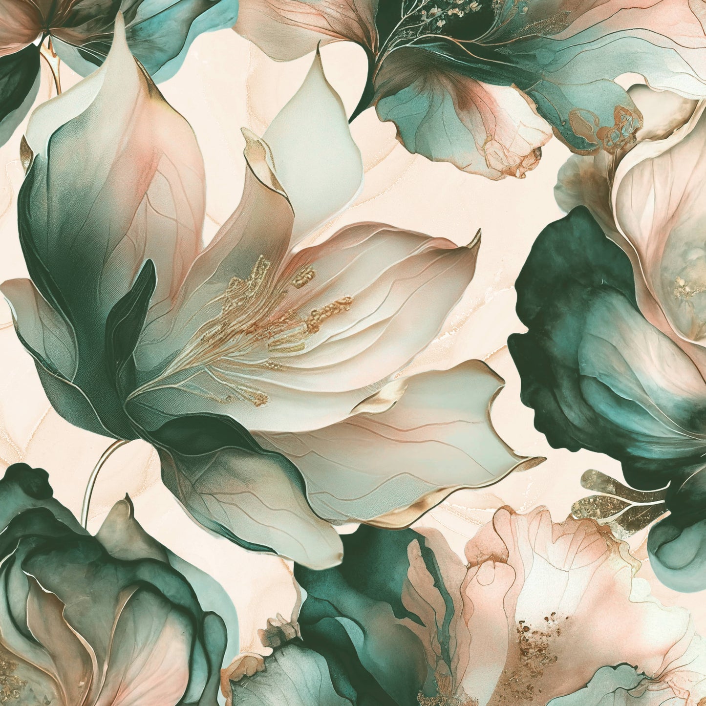 Sample  -  Muriva Elysian Floral Coral & Teal Wallpaper Sample - 212505  -  60485286