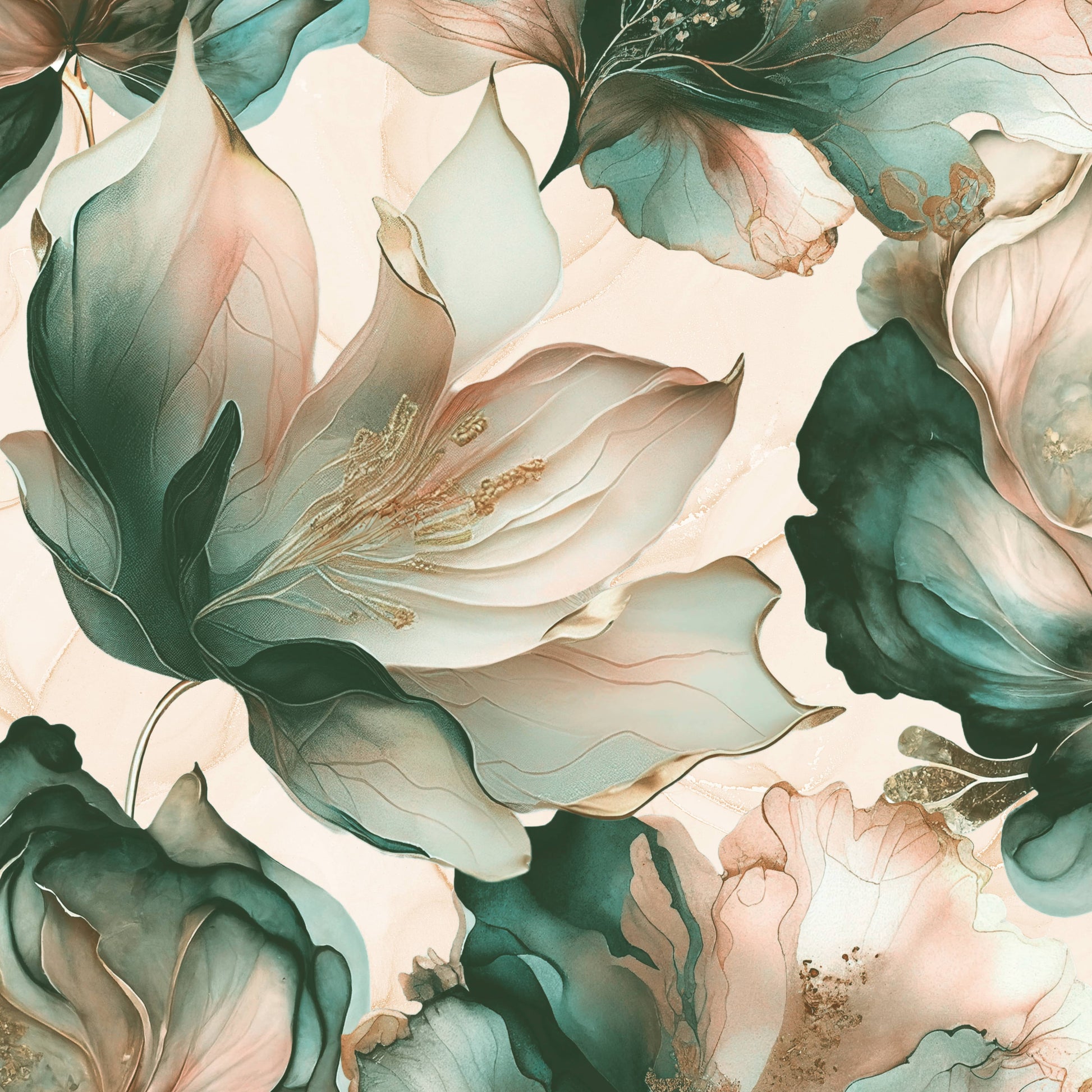 Wallpaper  -  Muriva Elysian Floral Coral & Teal Wallpaper - 212505  -  60485285
