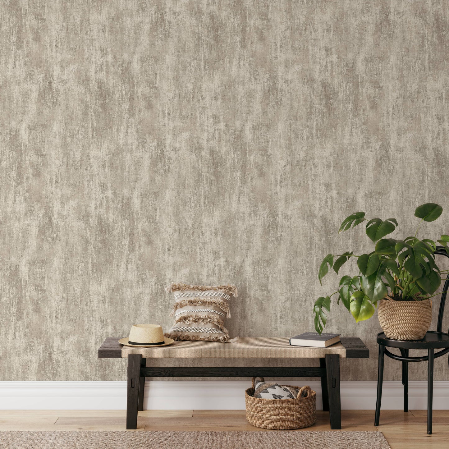 Wallpaper  -  Muriva Phelan Textured Beige Wallpaper - 209105  -  60485289