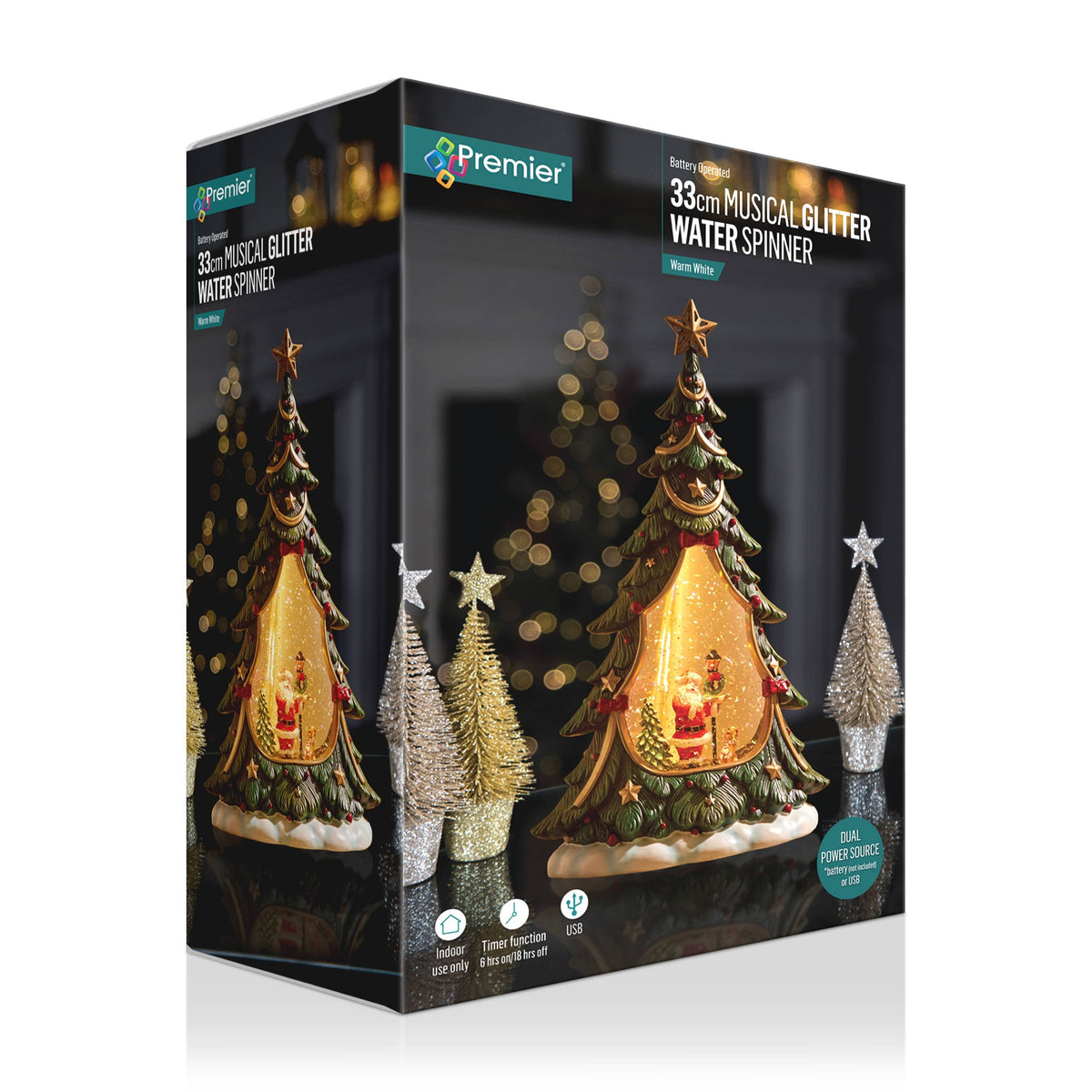 Active  -  Musical Santa Scene Water Spinner - 33cm  -  60487750