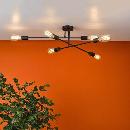 Lights  -  Neve Matt Black Flush 6 Light - Nev6422  -  60001653