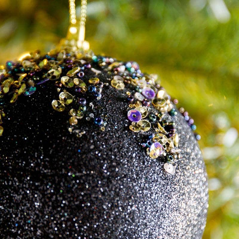 Navy Bead Frost Bauble - 10cm