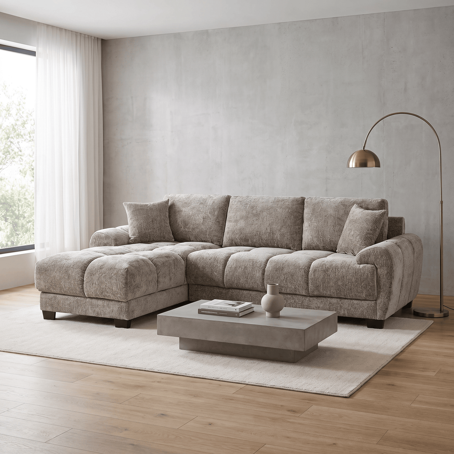 Furniture  -  Nellie LHF Chaise Sofa - Light Brown  -  60486611
