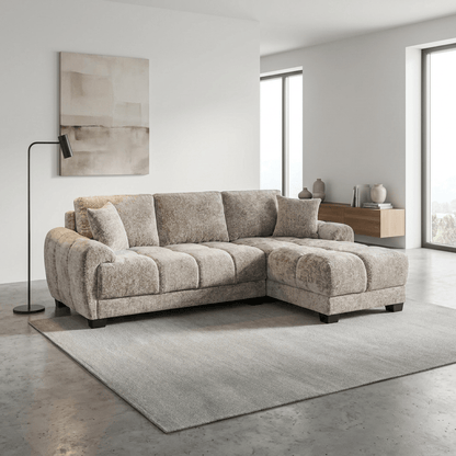 Furniture  -  Nellie RHF Chaise Sofa - Light Brown  -  60486571