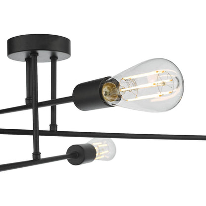 Lights  -  Neve Matt Black Flush 6 Light - Nev6422  -  60001653