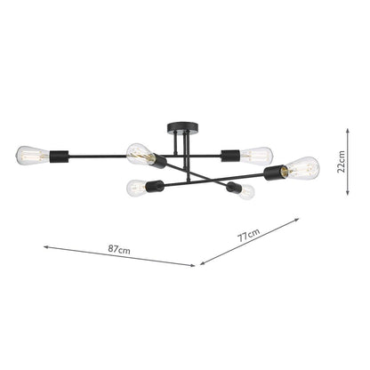 Lights  -  Neve Matt Black Flush 6 Light - Nev6422  -  60001653