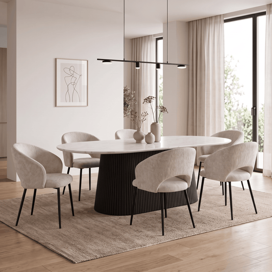 Furniture  -  Odessa 2m Dining Table & Icaro Chairs  - 