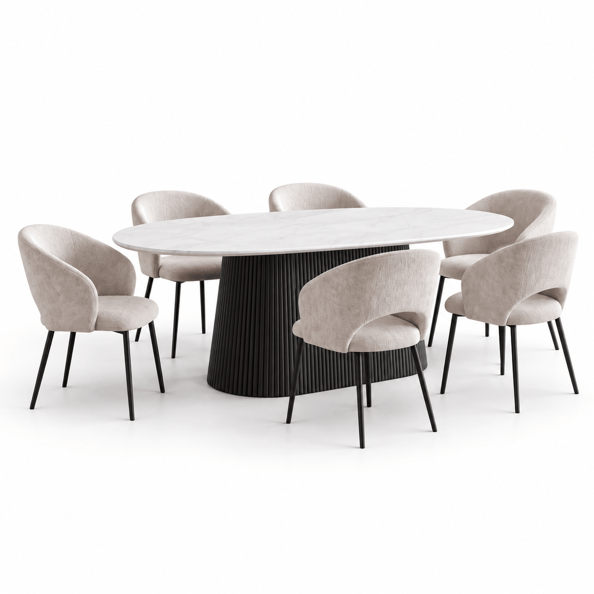 Furniture  -  Odessa 2m Dining Table & Icaro Chairs  - 