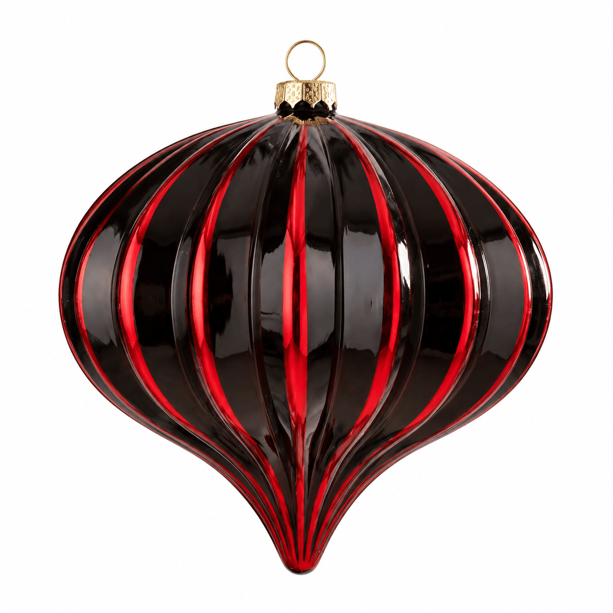 Christmas  -  Onion Bauble - Black / Red - 15cm  -  60486203