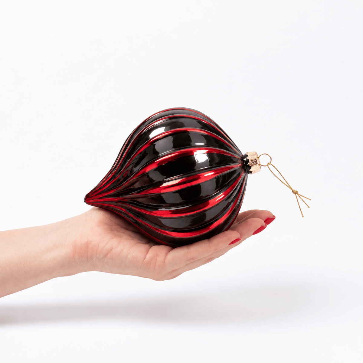 Christmas  -  Onion Bauble - Black / Red - 15cm  -  60486203
