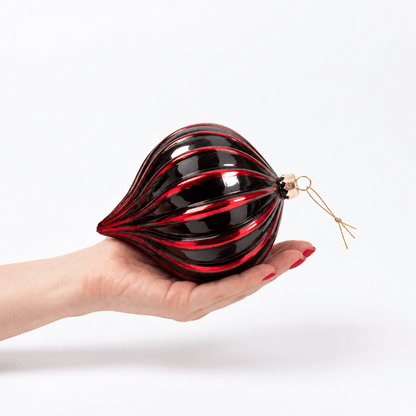 Christmas  -  Onion Bauble - Black / Red - 15cm  -  60486203