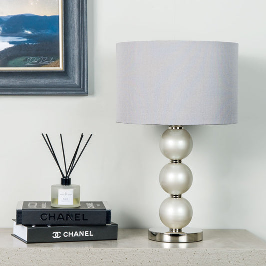 Opal Table Lamp With Grey Shade