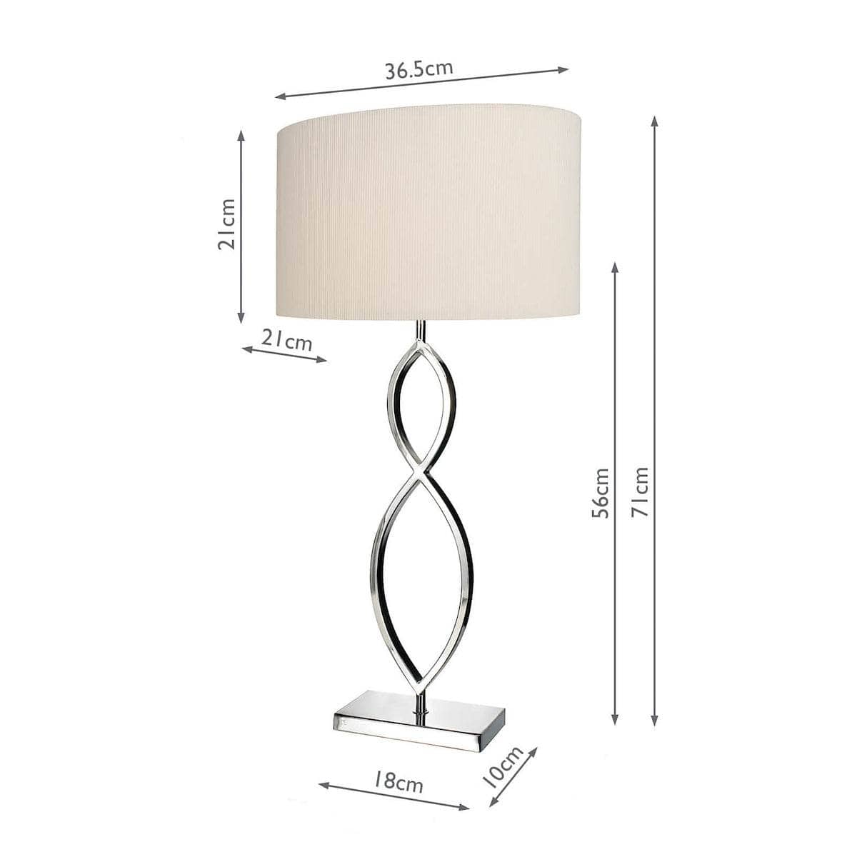 Lights  -  Osuna 2 Hoop Table Lamp Polished Ch Complete With Cream Shade  -  50079140