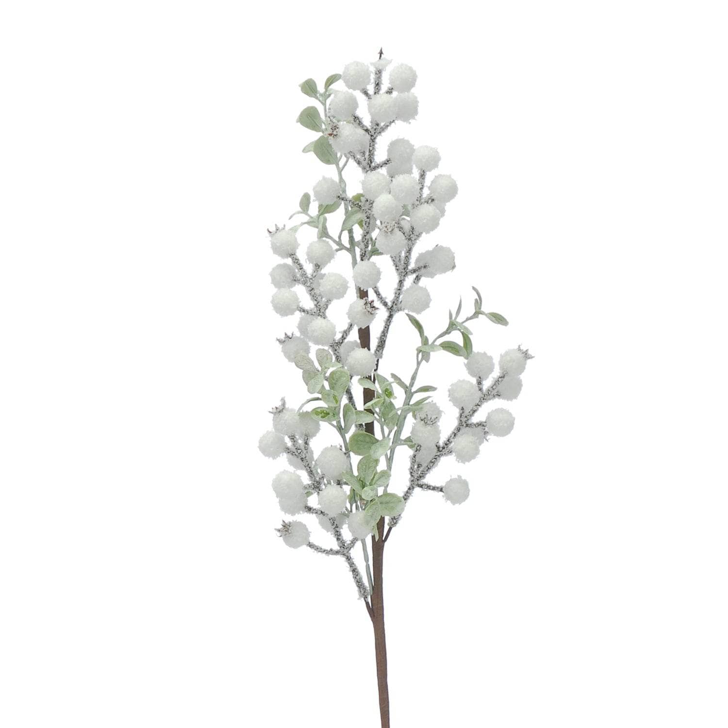 Christmas  -  White Snow Berry Spray With Frosted Mini Leaf - 58cm  -  60484009