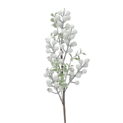 Christmas  -  White Snow Berry Spray With Frosted Mini Leaf - 58cm  -  60484009