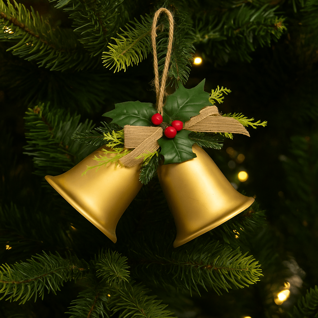 Christmas  -  Twin Gold Bells Christmas Decoration - 30cm  -  60484018