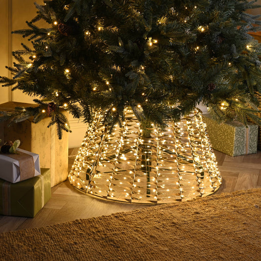 Christmas  -  Warm White LED Gold Tree Skirt - 71cm  -  60484007