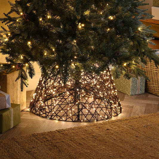 Christmas  -  Warm White LED Brown Tree Skirt - 71cm  -  60484006