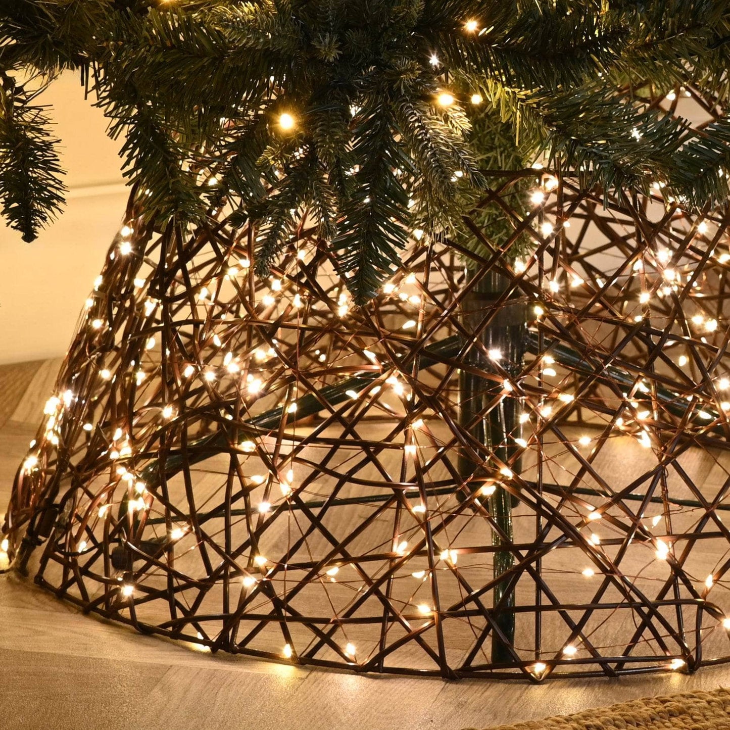 Christmas  -  Warm White LED Brown Tree Skirt - 71cm  -  60484006
