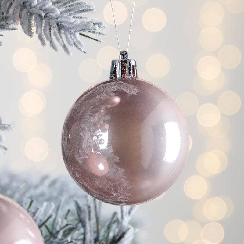 Christmas  -  Pale Pink Shatterproof Shiny, Matt & Glitter Baubles - 10 pack  -  50129100