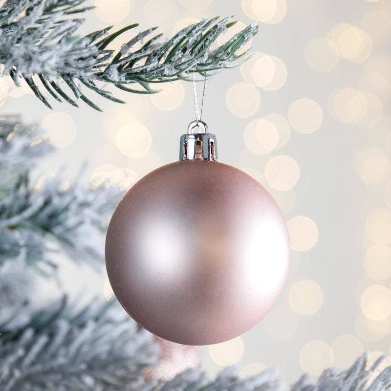 Christmas  -  Pale Pink Shatterproof Shiny, Matt & Glitter Baubles - 10 pack  -  50129100