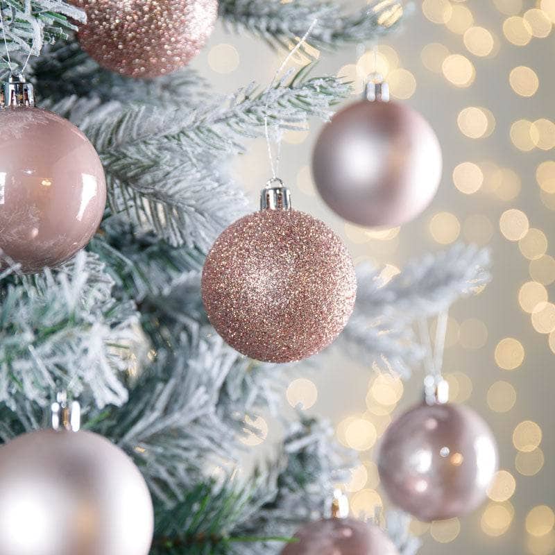 Christmas  -  Pale Pink Shatterproof Shiny, Matt & Glitter Baubles - 10 pack  -  50129100