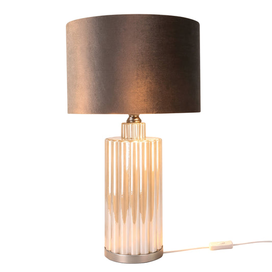 Lights  -  DS Pearl & Taupe Glass Table Lamp  -  60484434