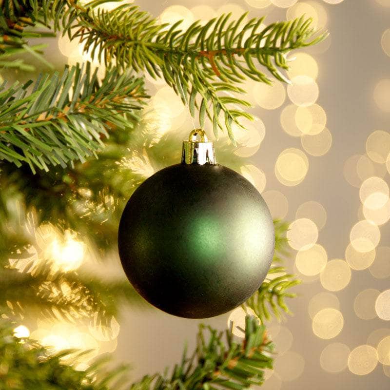 Christmas  -  Pine Green Shatterproof Shiny, Matt & Glitter Baubles - 10 pack  -  50138037