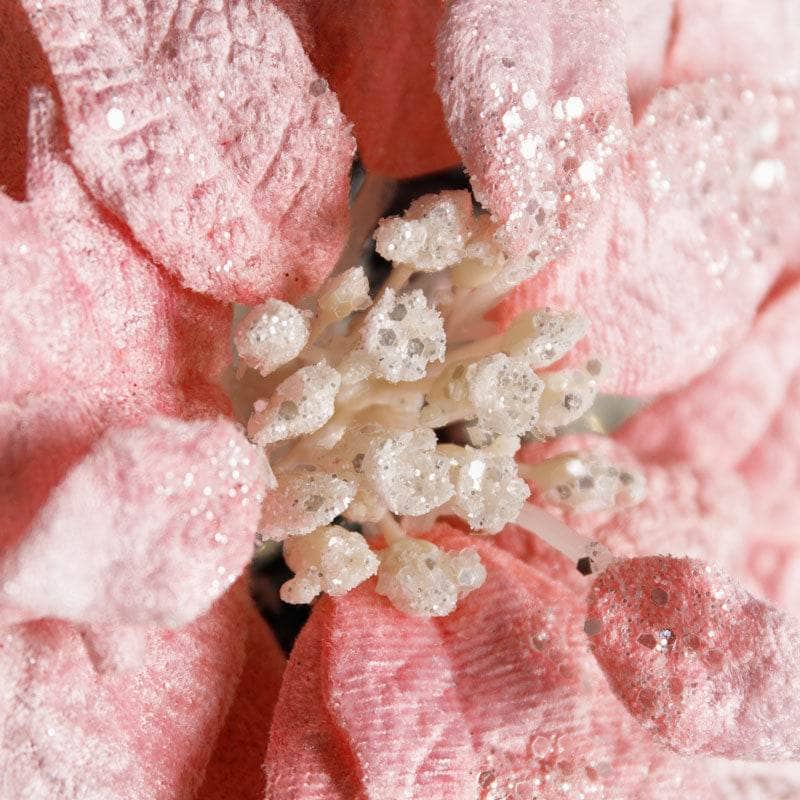 Christmas  -  Pink Glitter Clip-On Poinsettia Christmas Decoration - 26cm  -  50153599