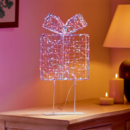 Christmas  -  Rainbow Twinkling Light White Parcel - 45cm  -  60487748