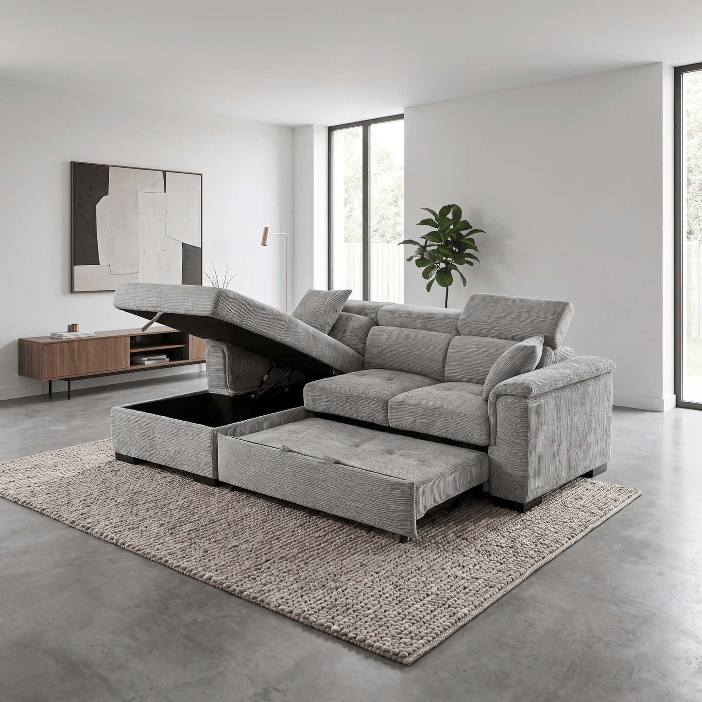 Furniture  -  Raya LHF Chaise Sofa Bed - Grey  -  60486613