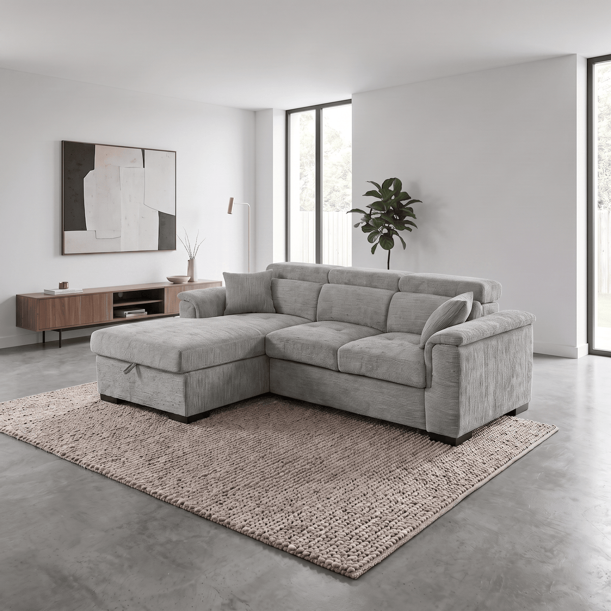 Furniture  -  Raya LHF Chaise Sofa Bed - Grey  -  60486613