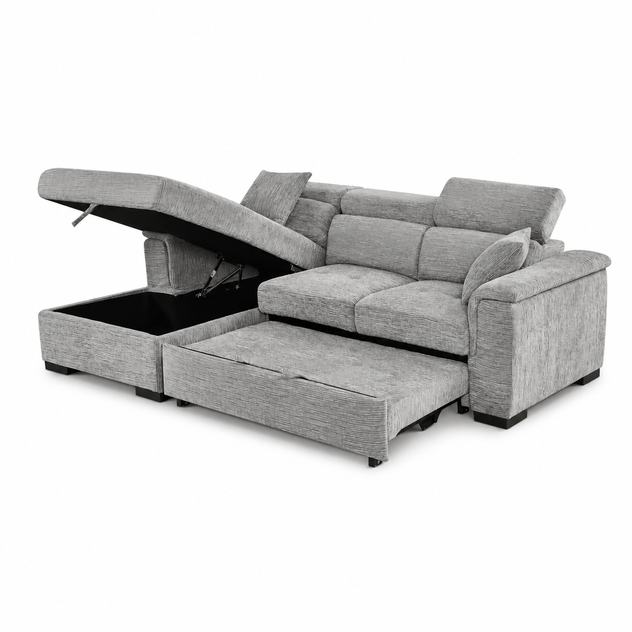 Furniture  -  Raya LHF Chaise Sofa Bed - Grey  -  60486613