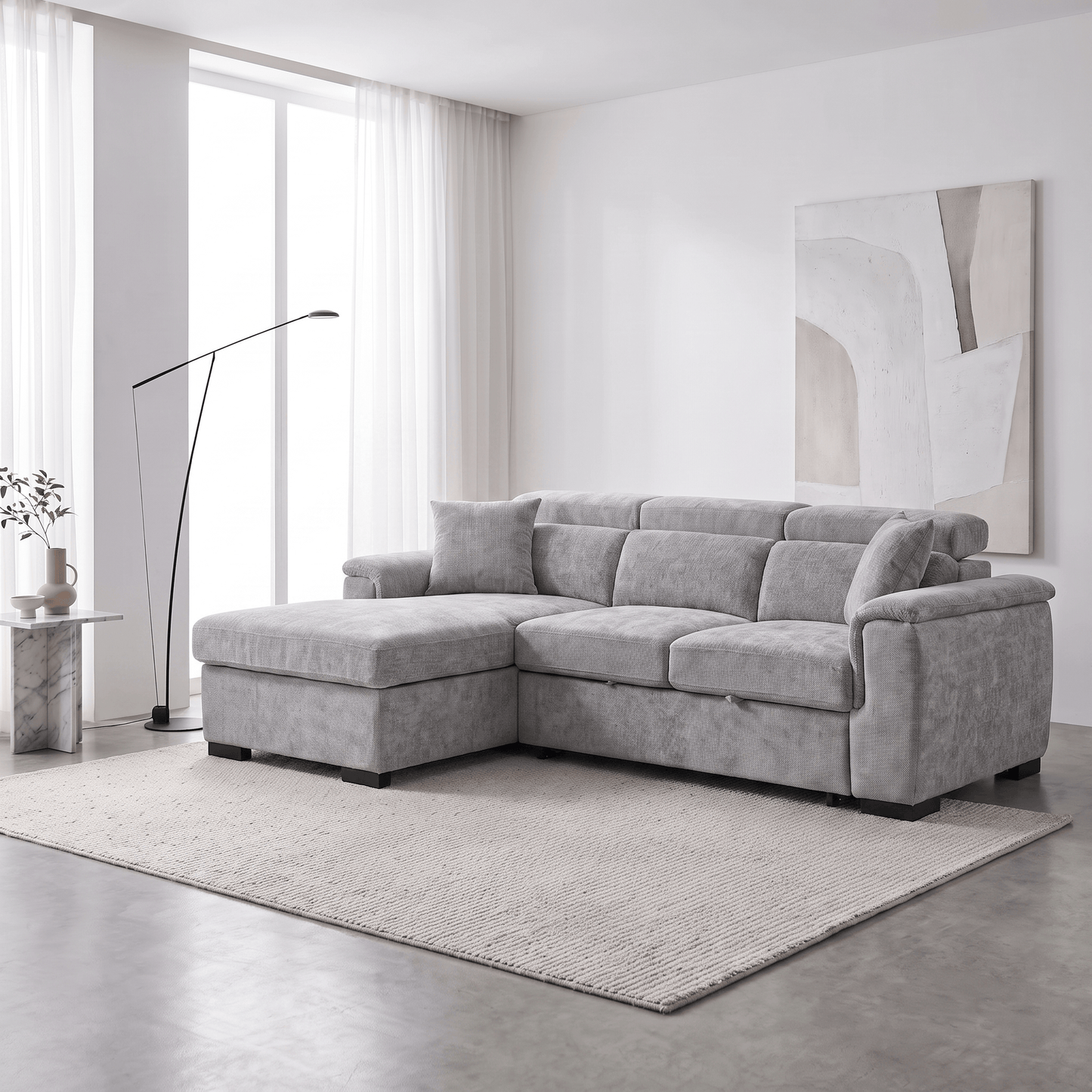 Furniture  -  Raya LHF Chaise Sofa Bed - Grey  -  60486615