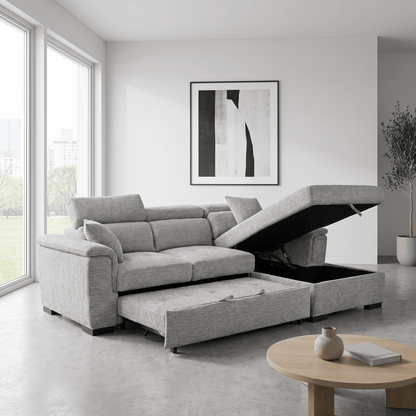 Furniture  -  Raya RHF Chaise Sofa Bed - Grey  -  60486575