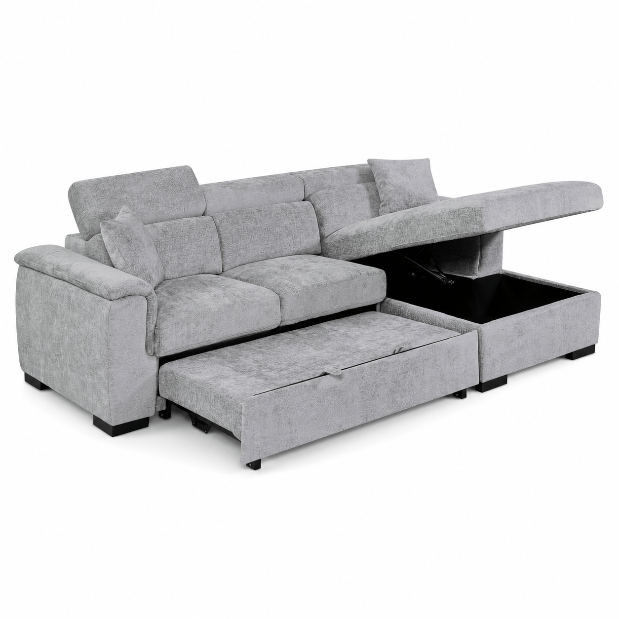 Furniture  -  Raya RHF Chaise Sofa Bed - Grey  -  60486577
