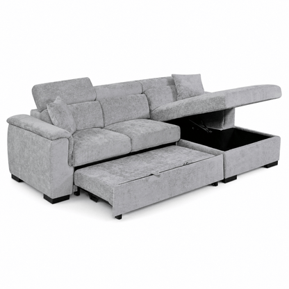 Furniture  -  Raya RHF Chaise Sofa Bed - Grey  -  60486577
