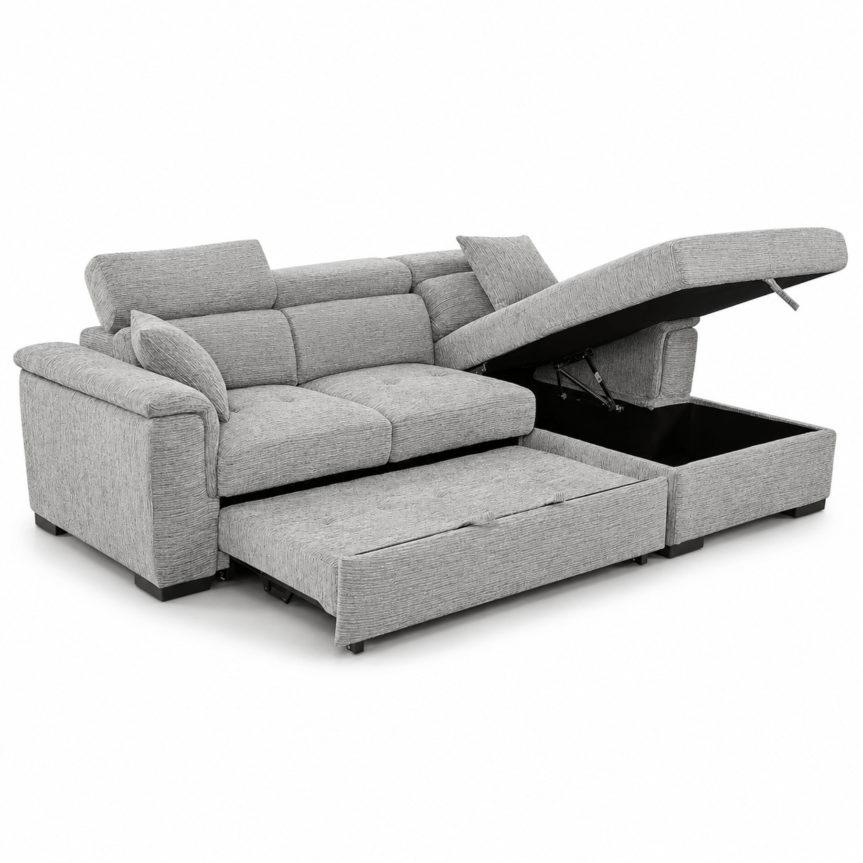 Furniture  -  Raya RHF Chaise Sofa Bed - Grey  -  60486575