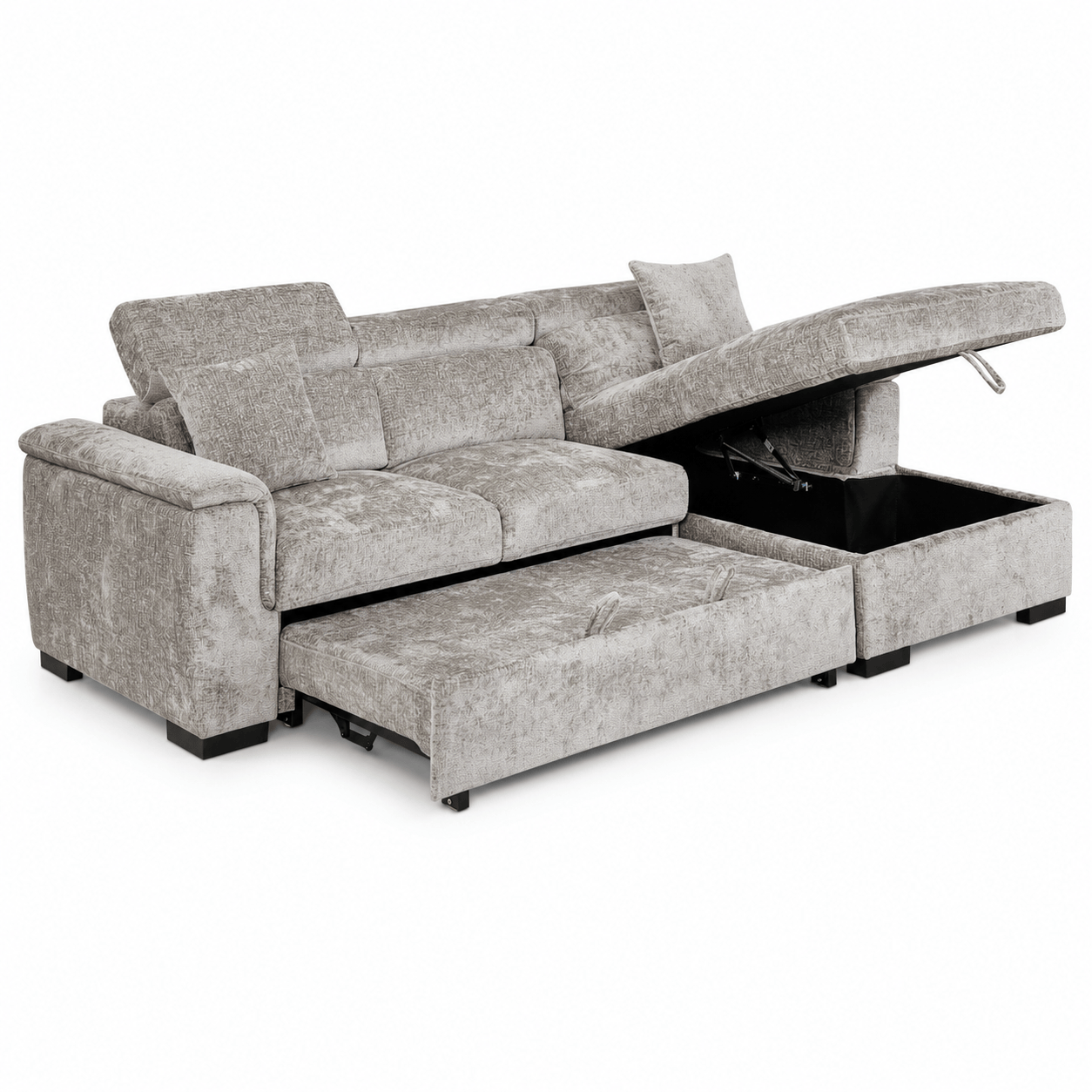 Furniture  -  Raya RHF Chaise Sofa Bed - Light Brown  -  60486576