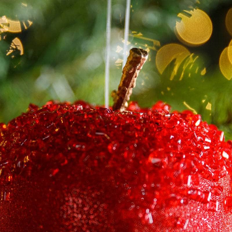 Christmas  -  Red Glitter Apple Christmas Tree Decoration - 13cm  -  60008631