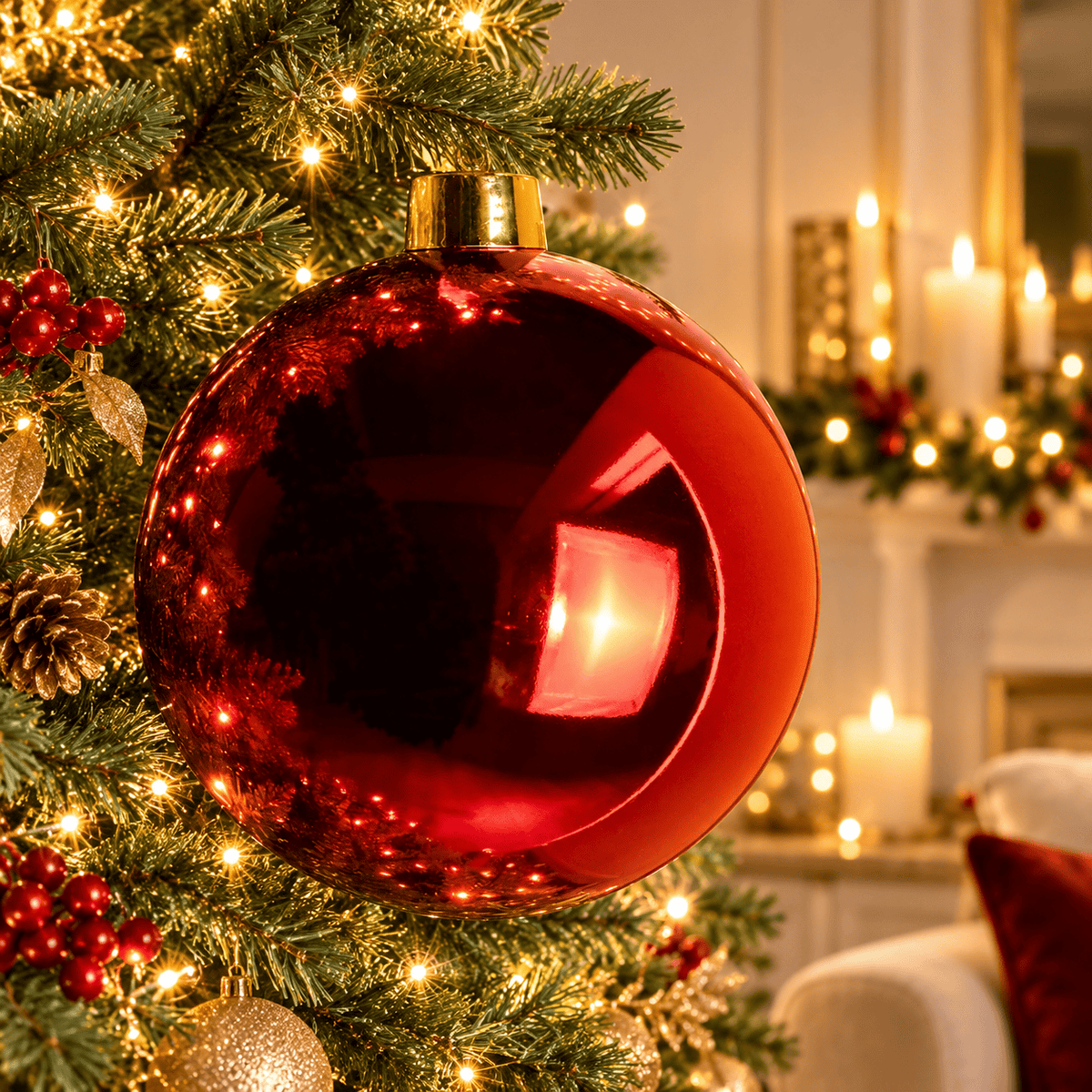 Christmas  -  Red Shiny XL Bauble - 25cm  -  60011119