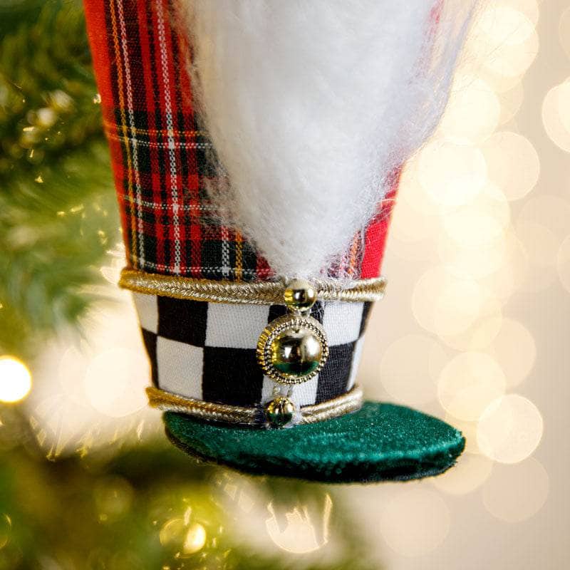 Christmas - Red Tartan Feathered Hat Tree Decoration - 14cm - 60008792
