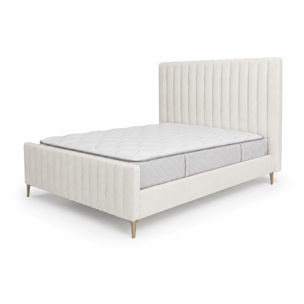 Furniture  -  Reece King Size Bedframe - Cream  -  60487293